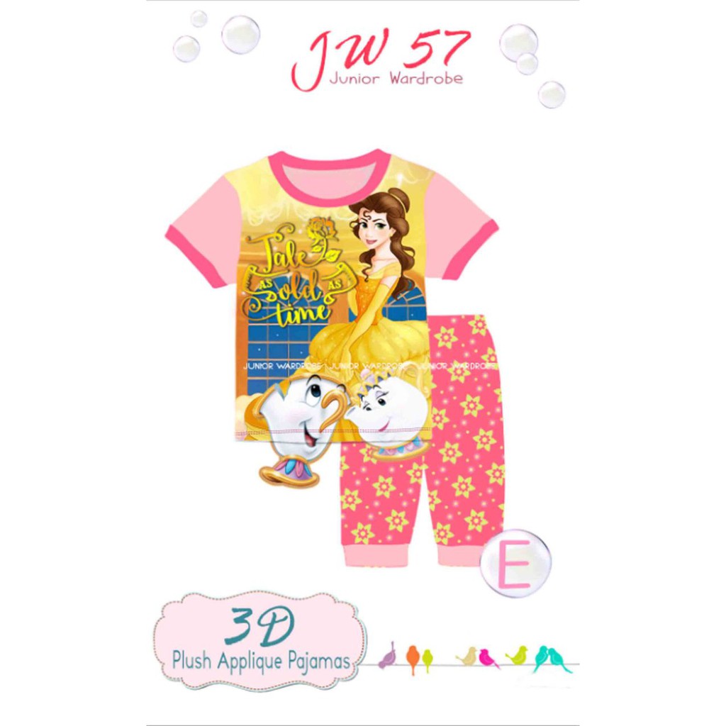 Jw 57e pakaian anak perempuan baju setelan kaos fashion princess jasmine
