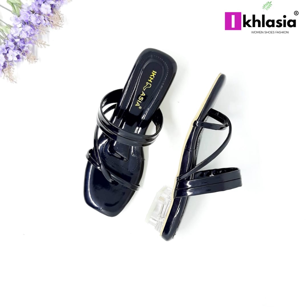 Sandal Heels Wanita Hak kaca Tiara 3cm Branded Premium HT12