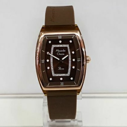 jam tangan Alexandre Christie AC 2847 wanita rubber brown rose gold original