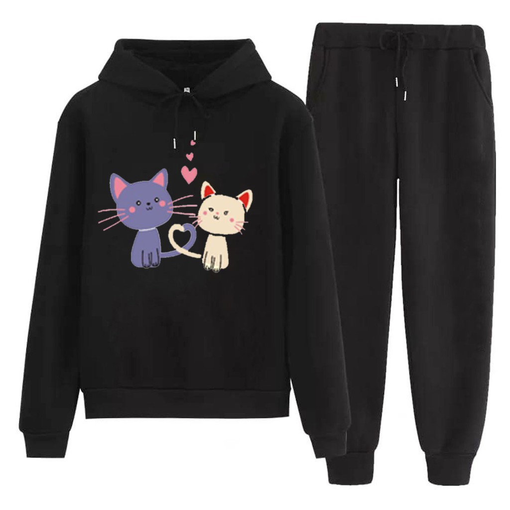 Bess - Setelan Set Jogger Wanita / Setelan Set Hoodie 2CUTE CAT