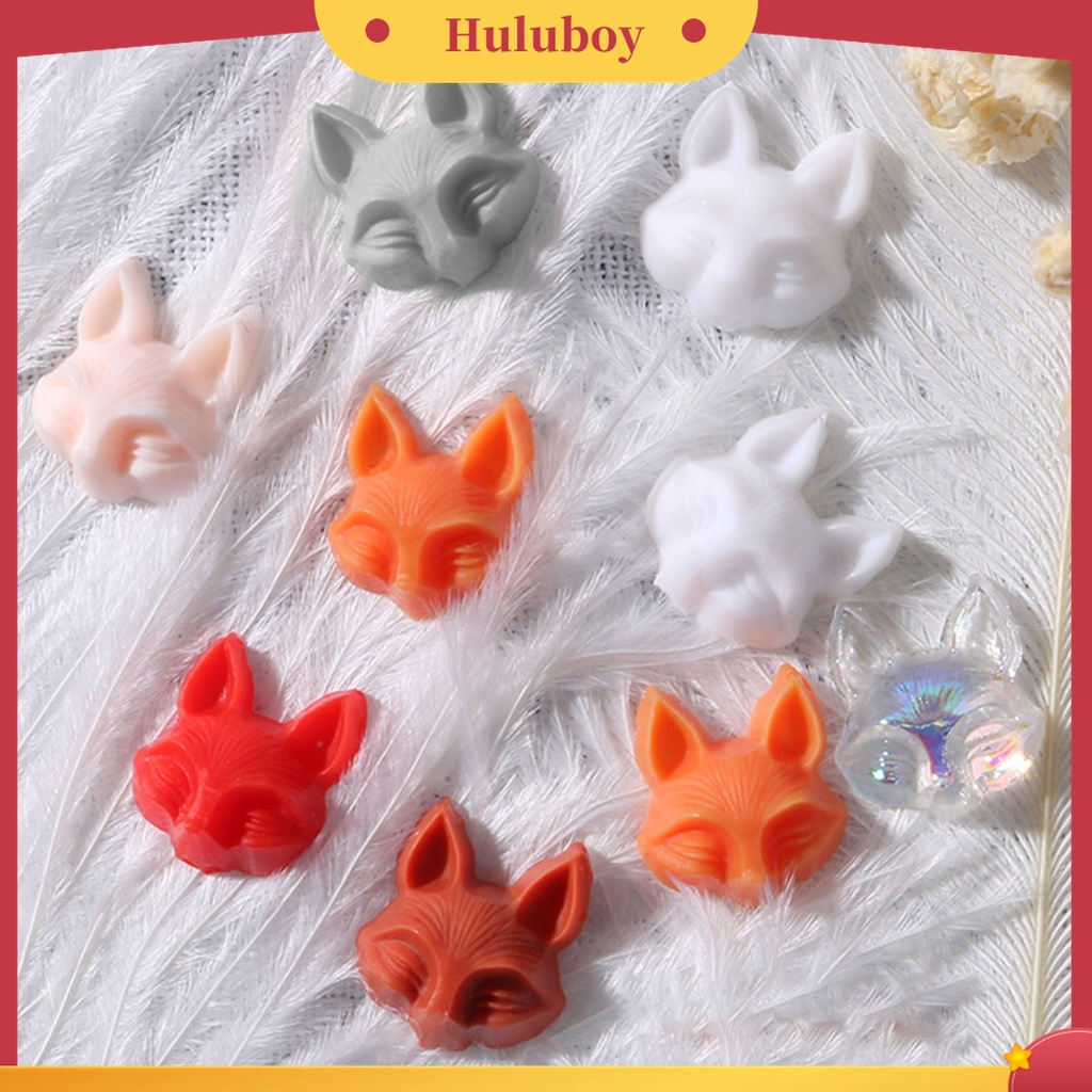 Huluboy Huluboy♡ 30pcs / Set Ornamen Kuku Bentuk Kepala Rubah 3D Efek Vivid Untuk Dekorasi Wanita