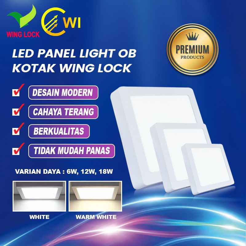 Downlight OB Kotak Panel LED 6W 12W 18W Wing Lock /Lampu Plafon Outbow