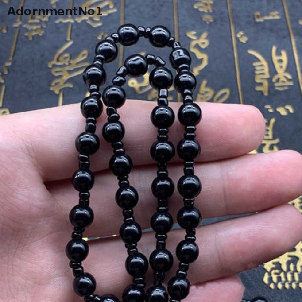 (AdornmentNo1) 1pc Kalung Jimat Keberuntungan Liontin Batu Obsidian Hitam Alami Untuk Pria / Wanita