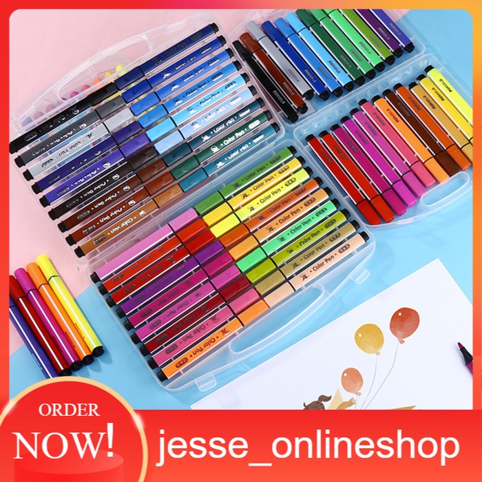 

Js_olnshop 12/24/36/48/60 Colors Set Watercolor Brush Art Markers Pens Coloring - ISI 12