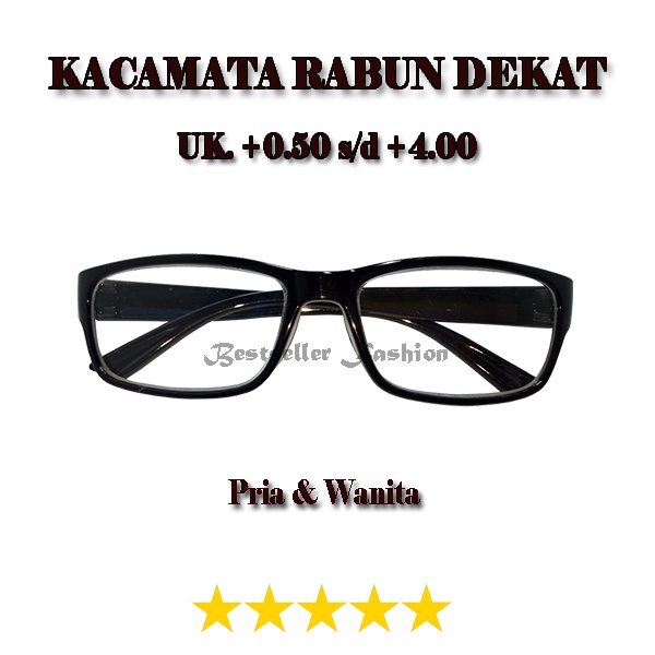 Kacamata Baca Plus (+) ukuran +0.50 sampai +4.00 Bingkai Hitam Kaca Mata Rabun Dekat Untuk Pria dan Wanita Unisex NOCASE