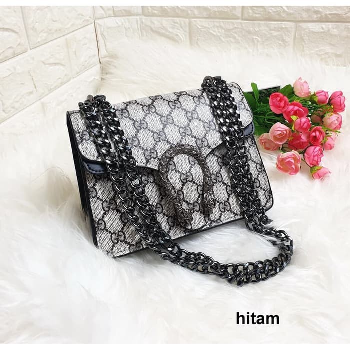 TAS BATAM TAS WANITA IMPORT TAS GUCCI DIONYSUS MINI SELEMPANG IB - Hitam