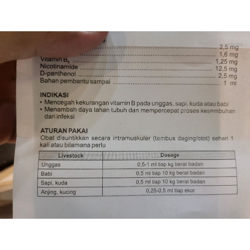 Injekvit B - Plex 100ml - Vitamin B Untuk Unggas Sapi Kuda Babi