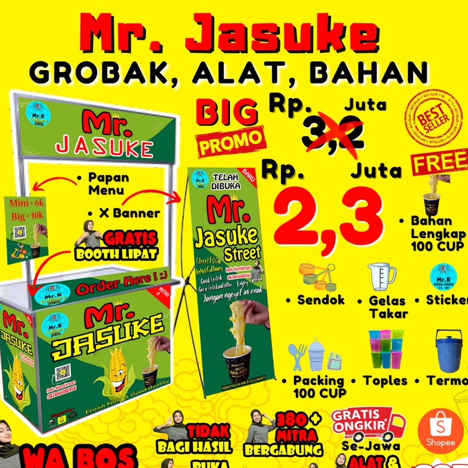 

Mr.JASUKE NEW|| MR.R CULLINARY (FRANCHAISE,PAKET USAHA,KEMITRAAN) GROBAK/BOOTH PORTABLE,ALAT LENGKAP, DAN BAHAN BAKU UTAMA