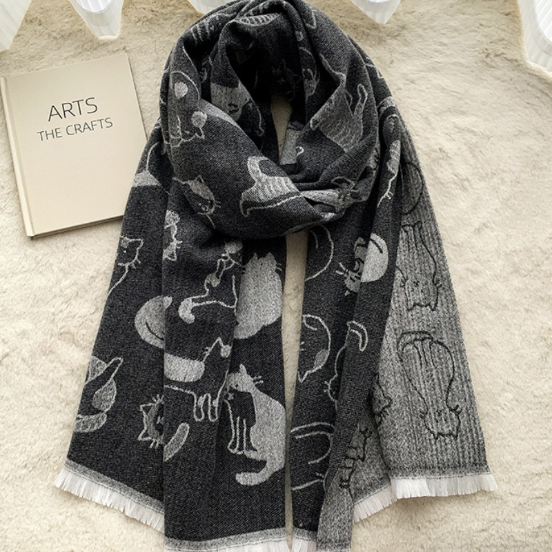 Syal &quot;Neko&quot; 70 x 200 Motif Anggun, mewah Bahan High Grade Cashmere Immitation