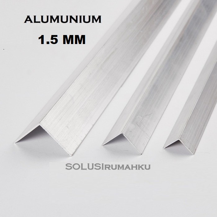 ( 6 Potong x 1 mtr ) Aluminium siku L 1.5 cm (aktual 13 mm) Alum Siku
