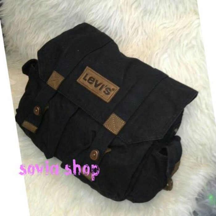 TAS SELEMPANG KANVAS HITAM /  TAS UNISEX/ TAS SELEMPANG KANVAS