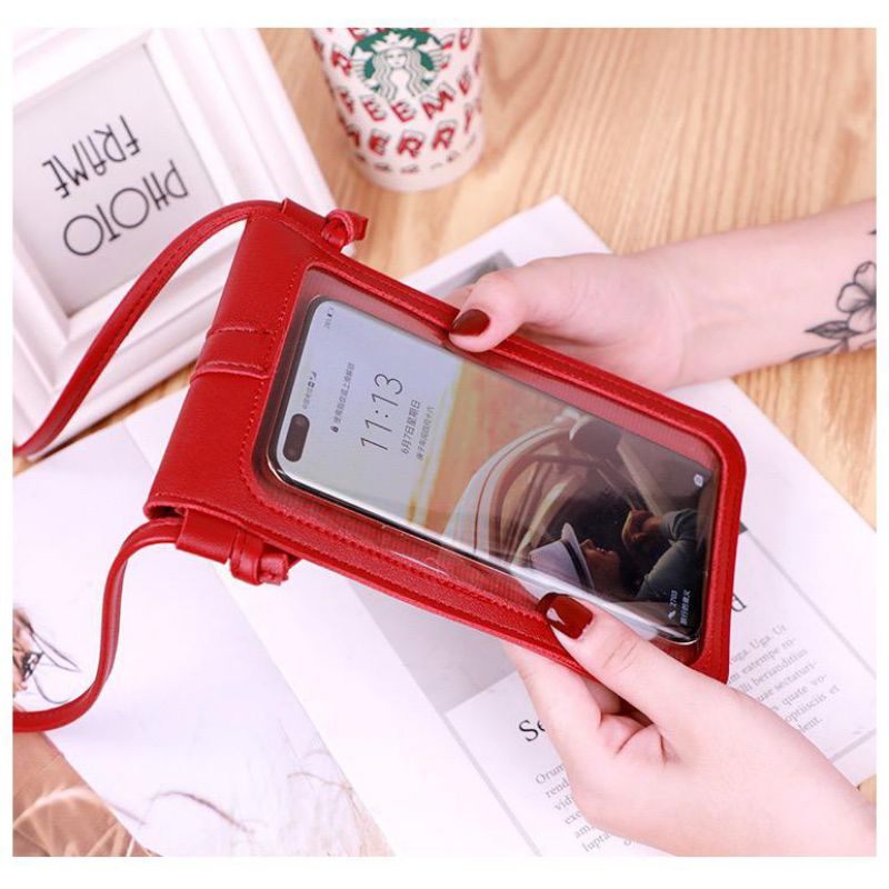 Tas Selempang Wanita Omegos Kulit PU Dompet Wanita Dompet HP Dompet Impor DCW 33