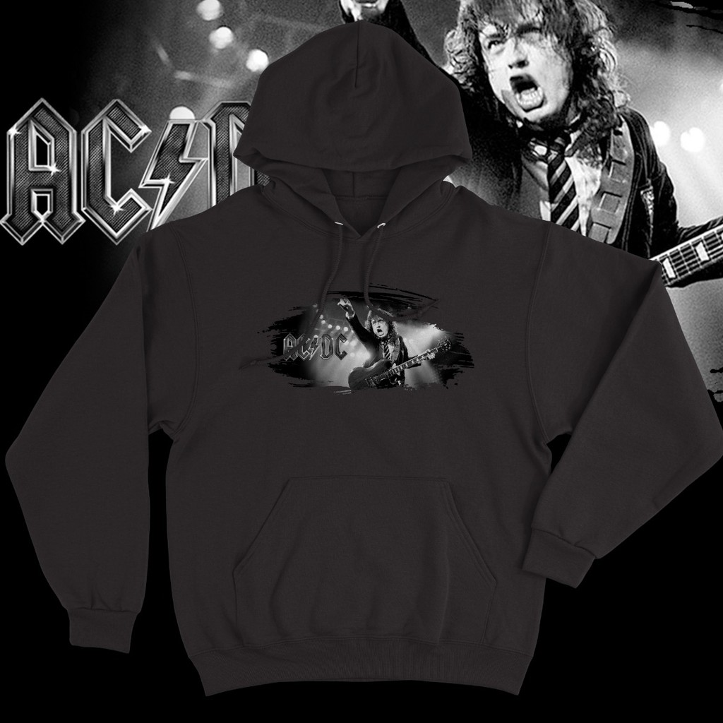 Sweater Hoodie Pria Distro Original Motif Band ACDC  Jumper Unisex Bahan Fleece