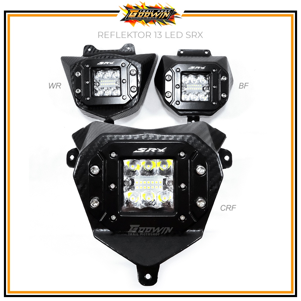 Reflektor Headlamp Lampu Depan Fiber 12 LED / 6 LED Protech / 13 LED SRX CRF150L CRF/KLX BIGFOOT/DTRACKER/WR155 Assy Hitam