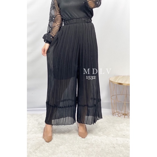 MDLV ~ 1532 LUZZEL WIDE LEG PLEATED PANTS CELANA KULOT CHIFFON CELANA KOREA CELANA PREMIUM IMPORT