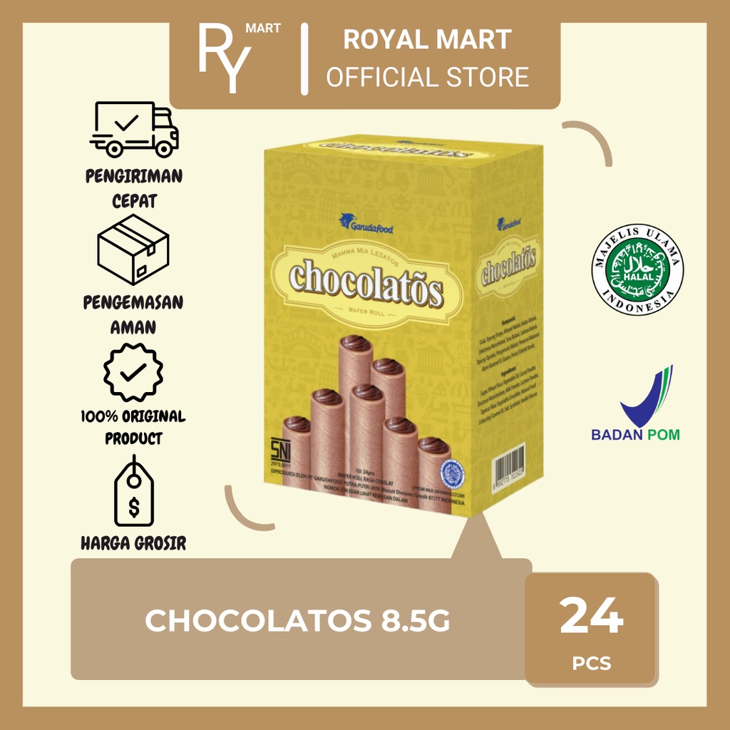 

Gery Chocolatos Wafer Stick Cokelat 8.5gr x 24 (1 Box)