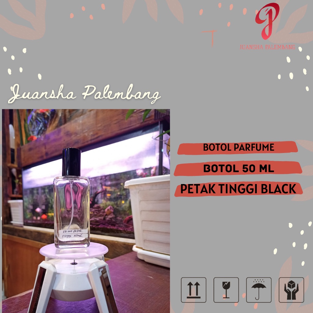 BOTOL PARFUM PRESS 50 ML PETAK TINGGI BLACK  PERLUSIN + BUBBLEWRAP