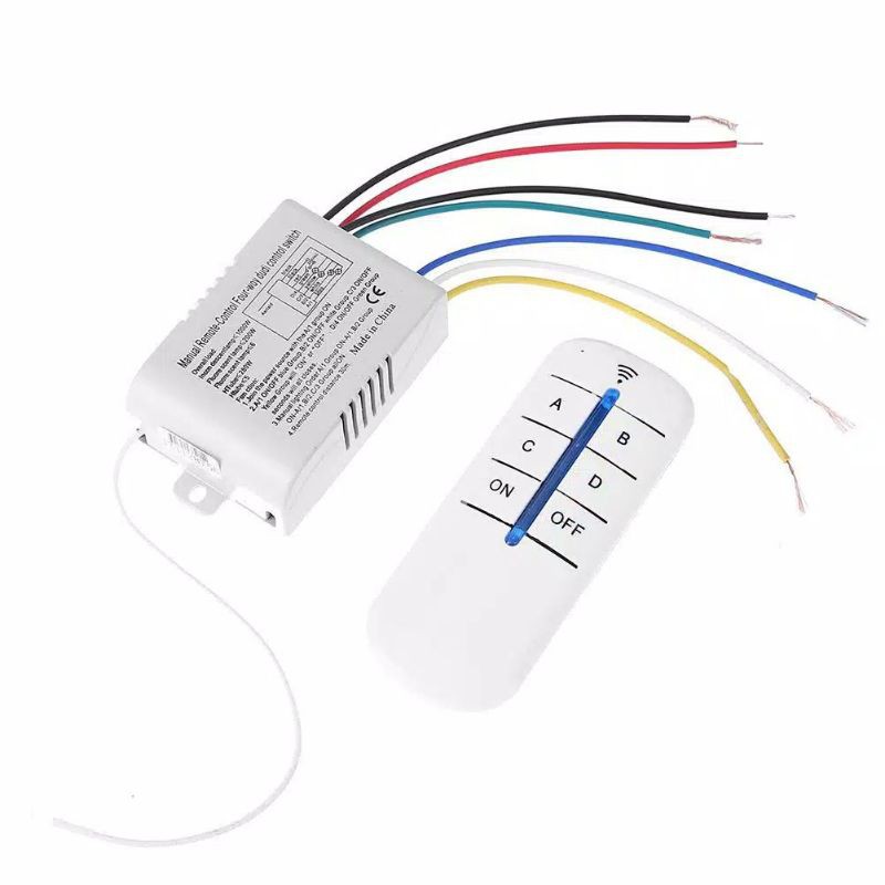 4 Ways 220V Saklar Lampu Wireless dengan Remote Control