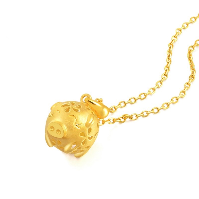 [Ready Stock]Fashion Gold Plated Piggy Necklace Cute Animal Pendant