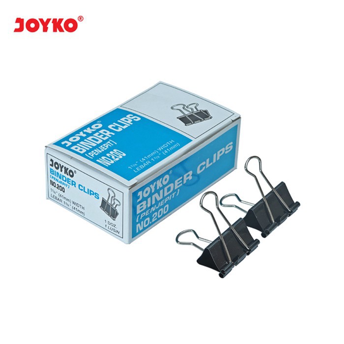 

Penjepit Kertas Klip Joyko No 200 [1 Box/12 pcs] / Binder Clips / Paper Clip / Klip Hitam Joyko