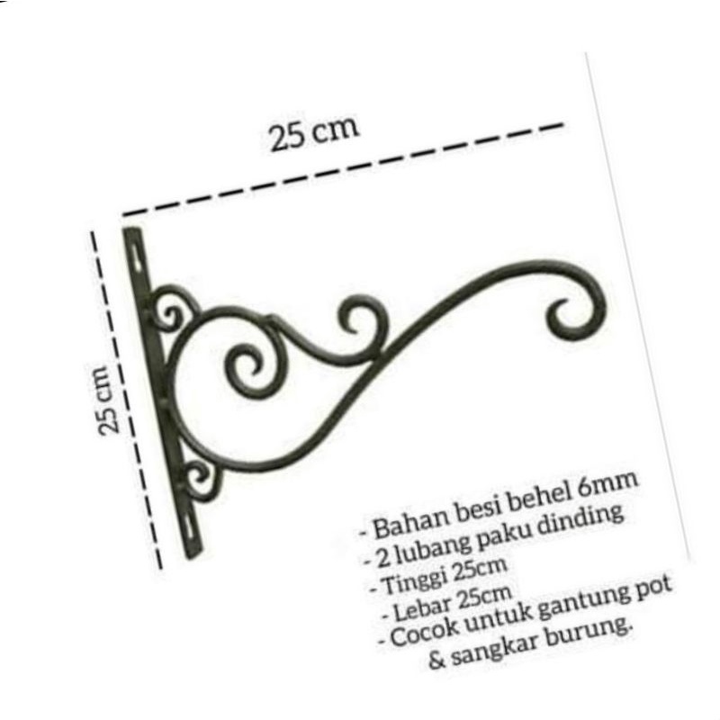 gantungan pot besi tempel dinding