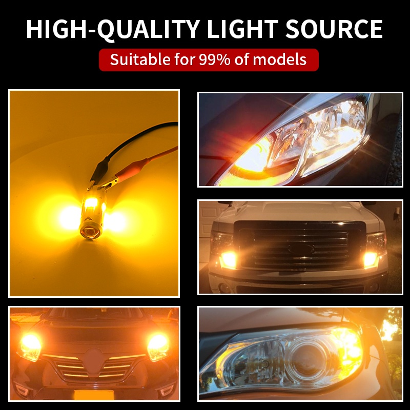 2pcs Lampu LED Canbus T20 WY21W 7440 7440NA 1156 P21W Bau15s 7507 PY21W Warna Kuning