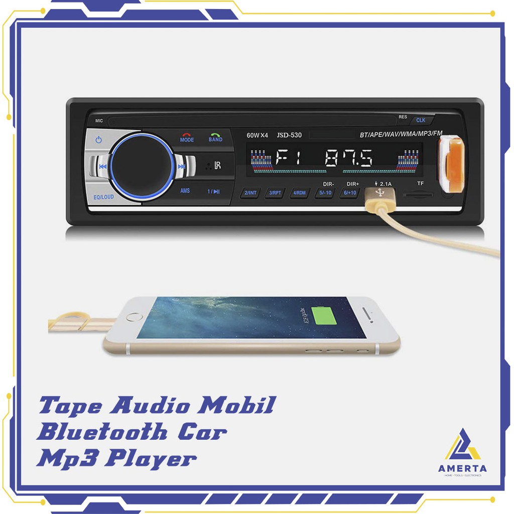 Tape Audio Mobil Bluetooth Car MP3 Player Taffware  - JSD-530 - Black