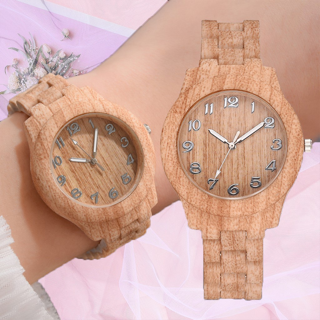 ✅ COD KUMA Jam Tangan Kayu Simple Men And Women Couple Universal Fashion Retro Wood Grain Watch