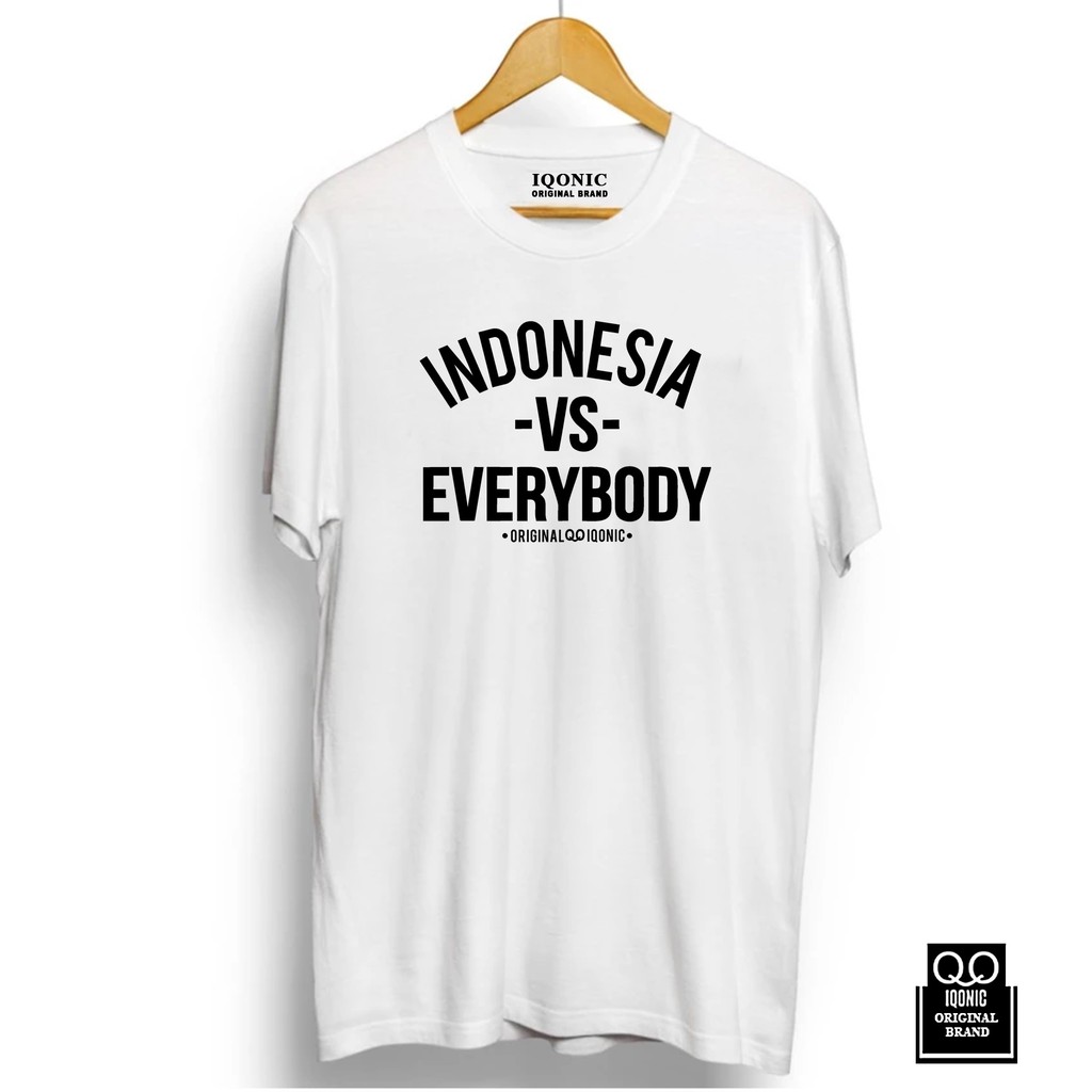 Kaos Distro Men &amp; Women INDONESIA VS EVERYBODY Text Black - Original Premium Quality 100% Cato