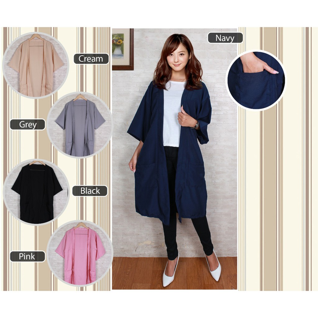 sL LONG OUTER Kantong long outer polos bahan Moscrepe  