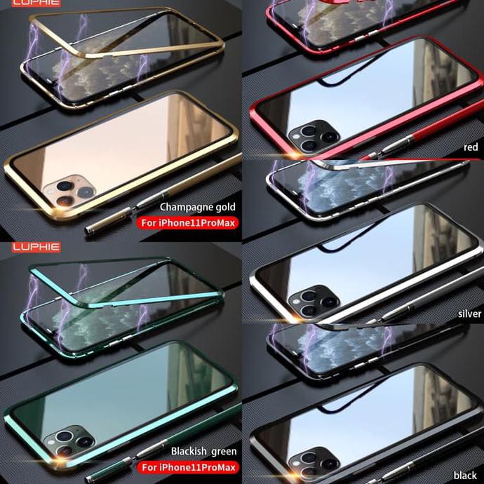Dapatkan Luphie Magnetic Case Iphone 11 - 11 Pro - 11 Pro Max Hard Glass Case - Hitam, Iphone 11