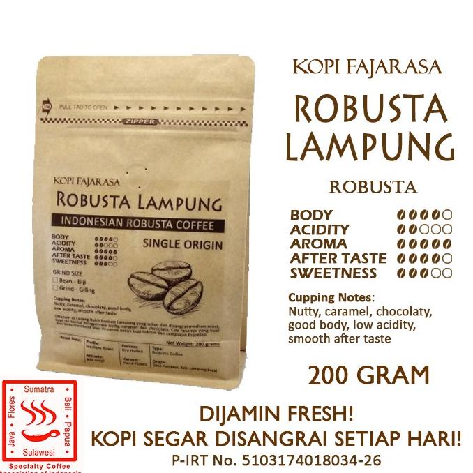 

[ COD ] Kopi Fajarasa Robusta Lampung Biji Kopi Robusta 200 gram OBRAL Kode 560