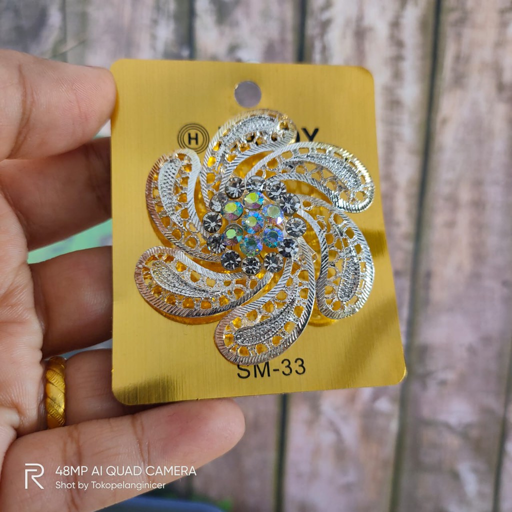 Bros Bunga Korea Bross  Pesta Hijab Brooch Kebaya Dagu Tokopelanginicer