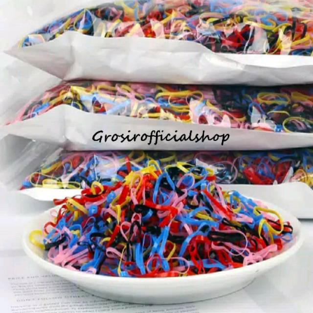 Ikat Rambut Karet Jepang Warna Warni 100 gr / 1 Ons Uk M