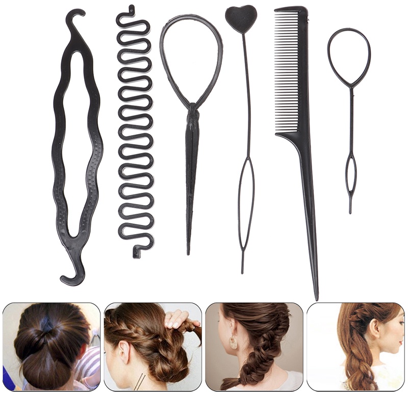 &lt; E2id &amp; &gt; 6Pcs / Set Alat Bantu Kepang / Keriting Rambut Untuk Anak Perempuan