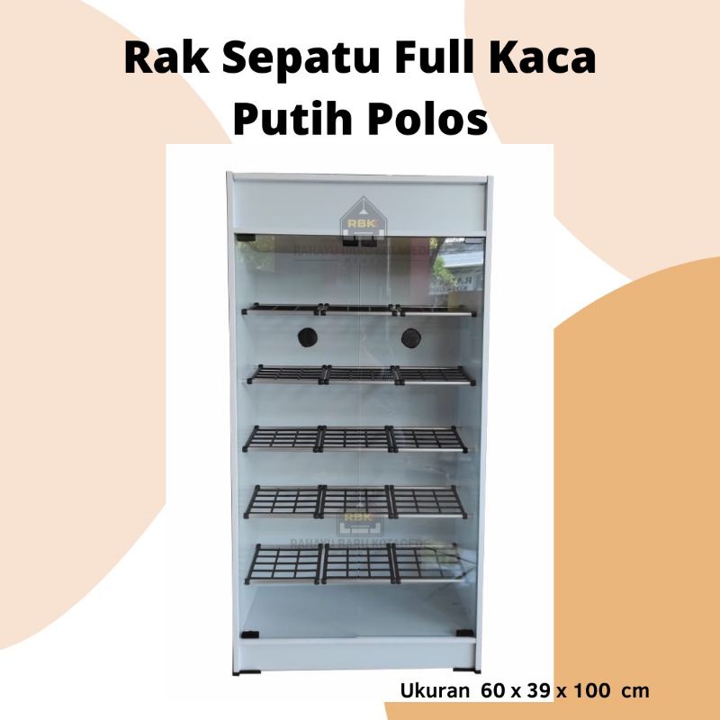 Rak Sepatu Full kaca putih polos rak minimalis lemari sepatu