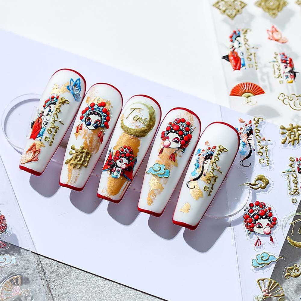 Mxbeauty Stiker Kuku Motif Burung Merak Gaya Cina Untuk Dekorasi Nail Art