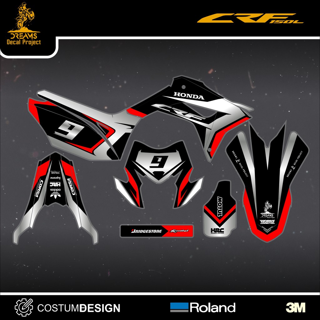 Decal CRF 150L Silver Hitam