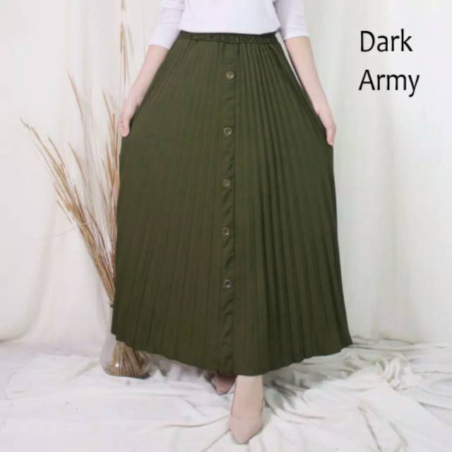ROK WANITA PLISKET VARIASI KANCING DEPAN - BAHAN HYGET SYPER ( PREMIUM )-7