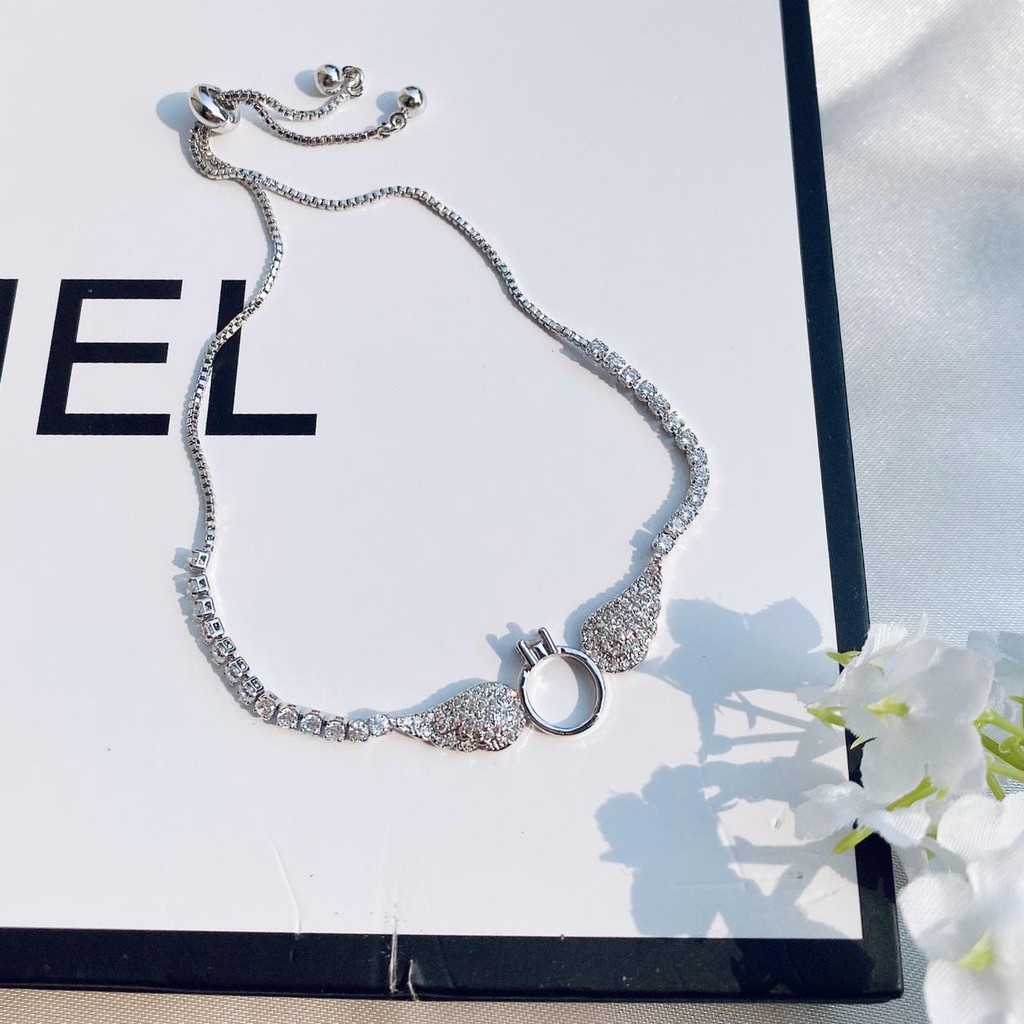 gelang tangan wanita titanium anti karat model serut ring diamond zirconia fashion korea