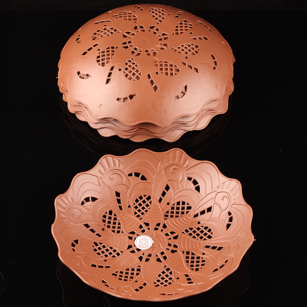 PIRING PLASTIK ROTAN COKLAT/LUSIN (12PCS) PIRING ROTAN PLASTIK-1