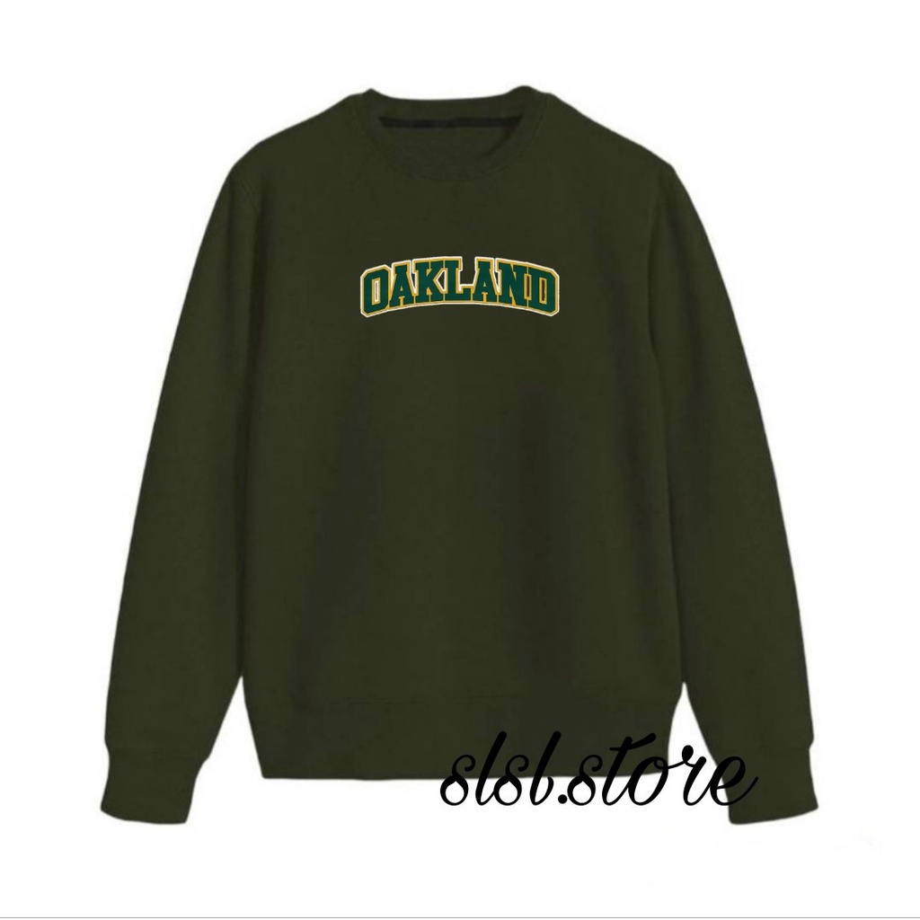 Crewneck Pria Wanita Oakland Original Brand Crewnek Ukuran besar M L XL XXL Full Cotton Flece Tebal Warna Crem