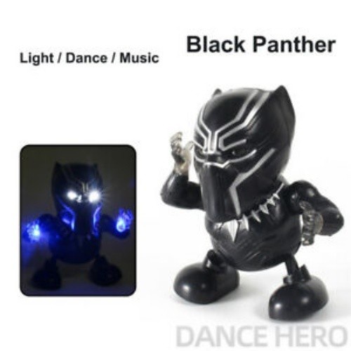 M153F Mainan Robot Black Panther - Dance Hero With Music Joget Dancing