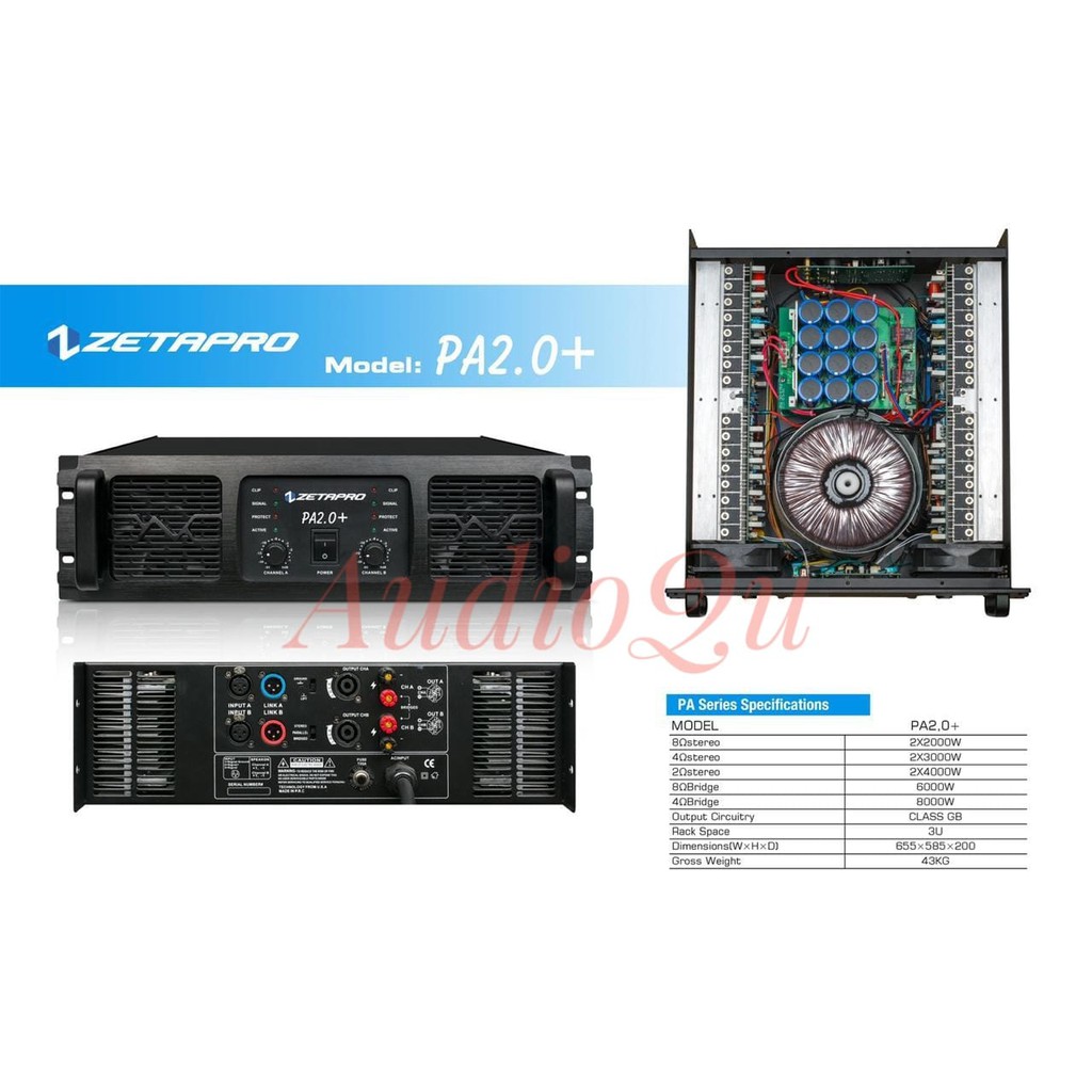 POWER AMPLIFIER ZETAPRO PA 2.0+ CLASS GB ORIGINAL 6000 WATT PA 2.0 PLUS