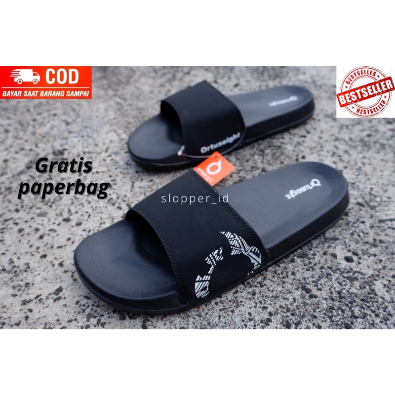 Sandal Slop Ortuseight Pria Wanita Hitam Putih Sandal Slide Slip On Ortus Sandal Ortuseight terbaru 