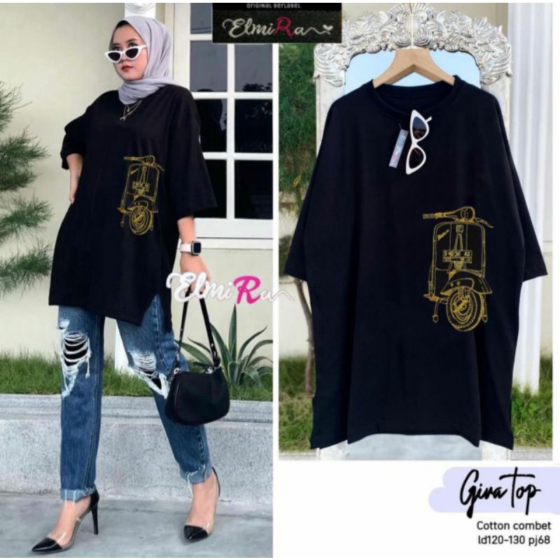 ATASAN KAOS HITAM | KOREAN BLOUSE GIVA | DANDELION | WHATEVER | PERFECTLY BY ELMIRA