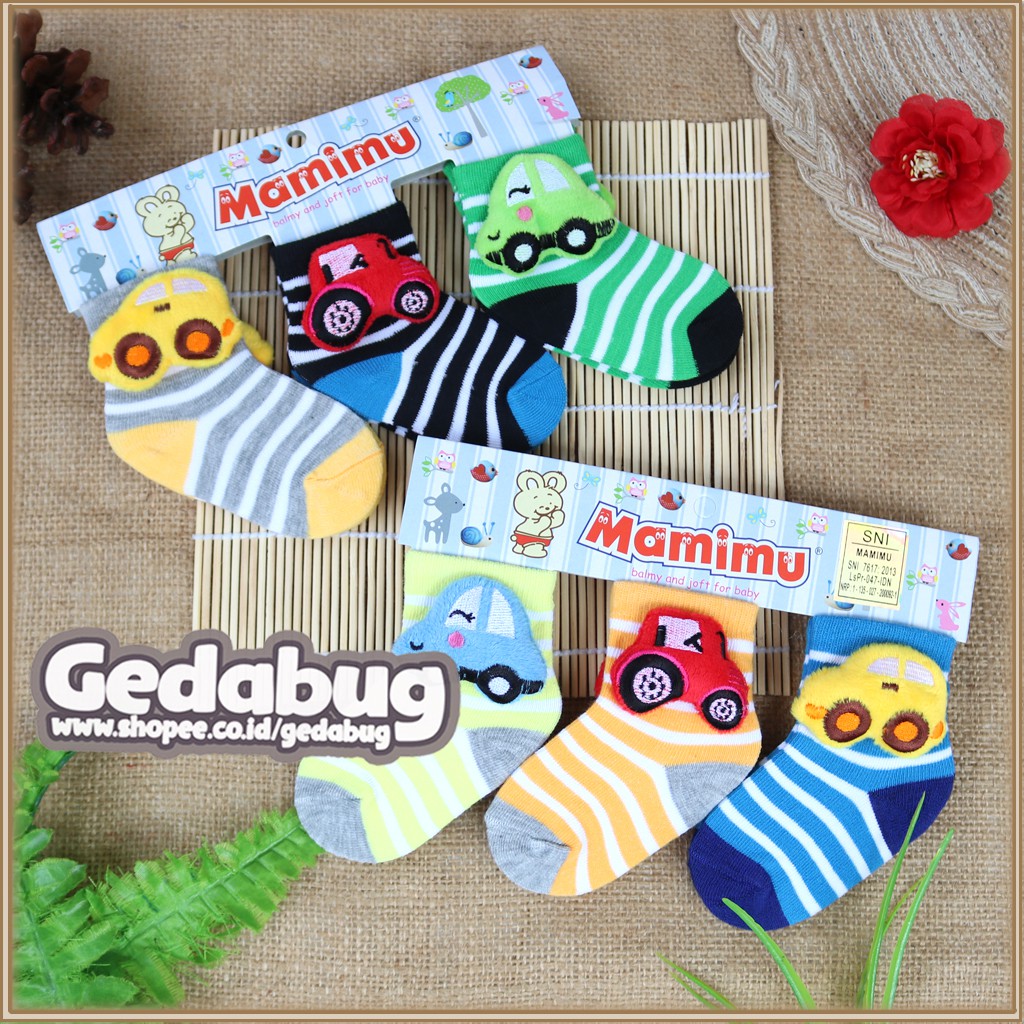 ( 3pcs) Kaos Kaki Bayi Mamimu / Kaos Kaki Boneka Newborn - gedabug