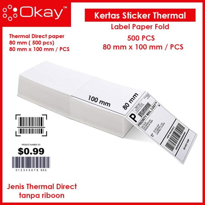 

Kertas LABEL STICKER PER lembar ISI 500 PCS UKURAN 80X100 mm