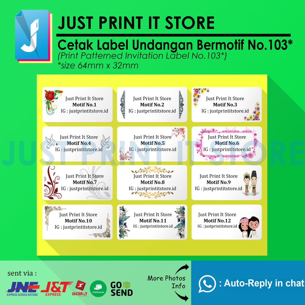 Print Cetak Label Undangan No103 Bermotif