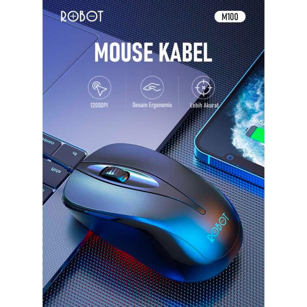 MOUSE USB ROBOT M100 KABEL 1200DPI